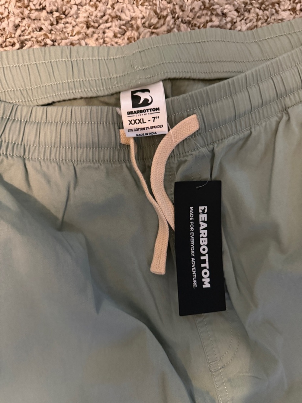 Men's Athletic Shorts in Sage Green with Drawstring - Picture 2 of 4